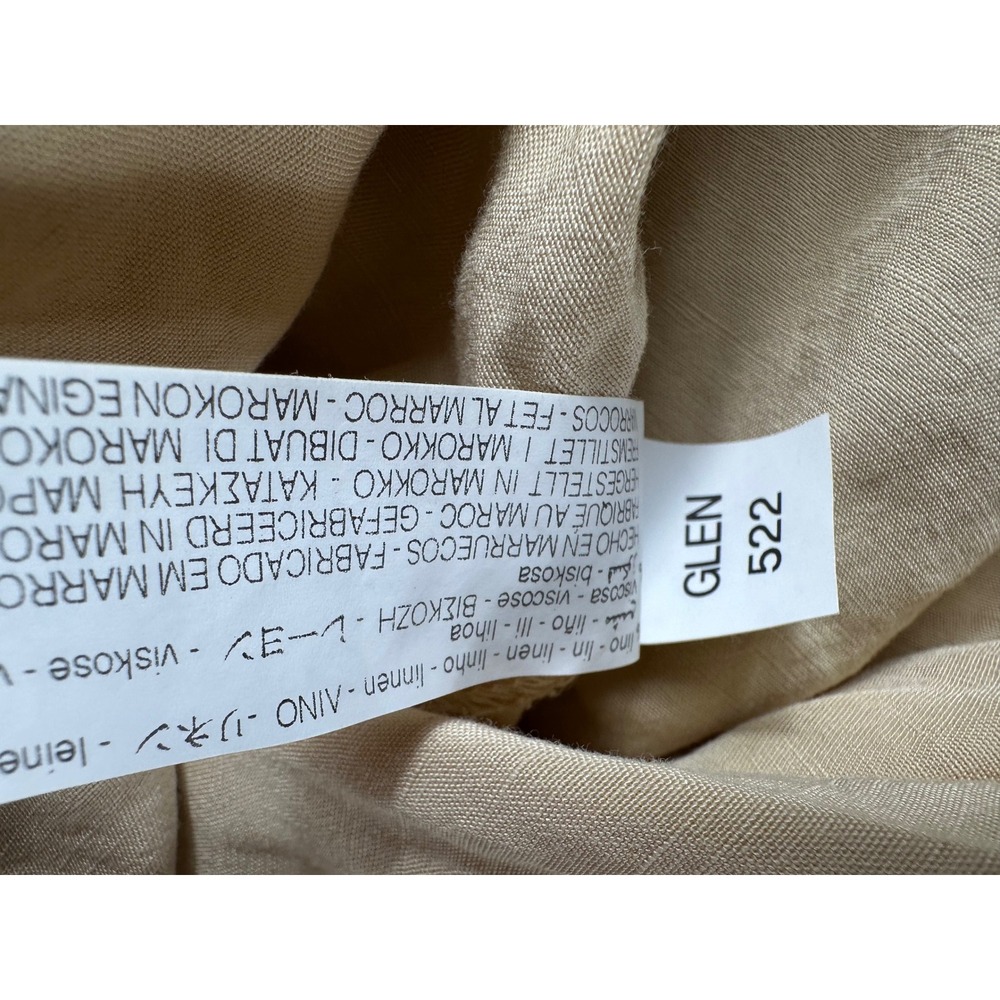 Zara Midi Skirt Women M Tan Beige Linen Blend Cottagecore Boho Button High Waist - Picture 6 of 7